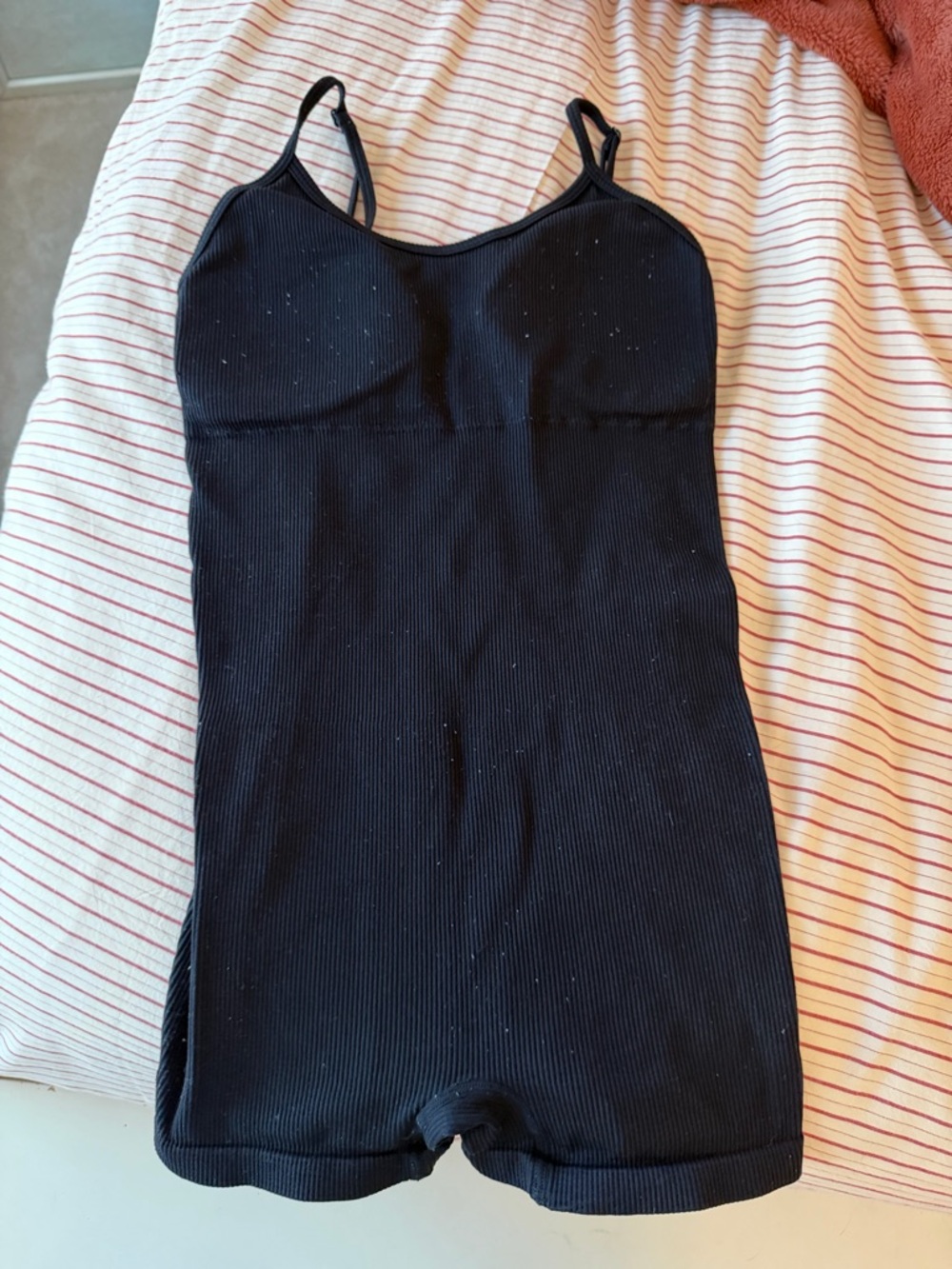 Black Ribbed Slim Fit Romper